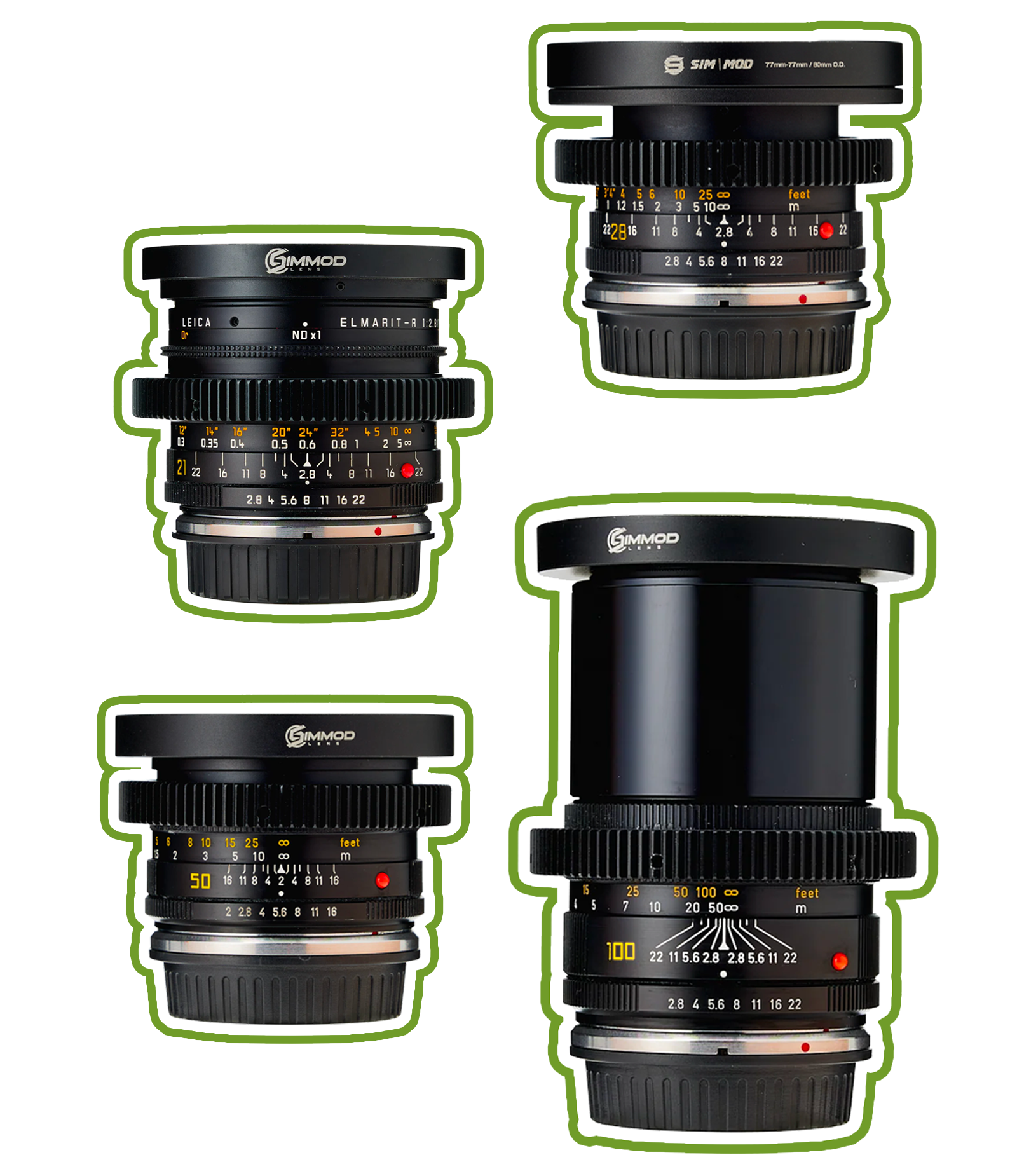 Set of four Simmod lens mods
