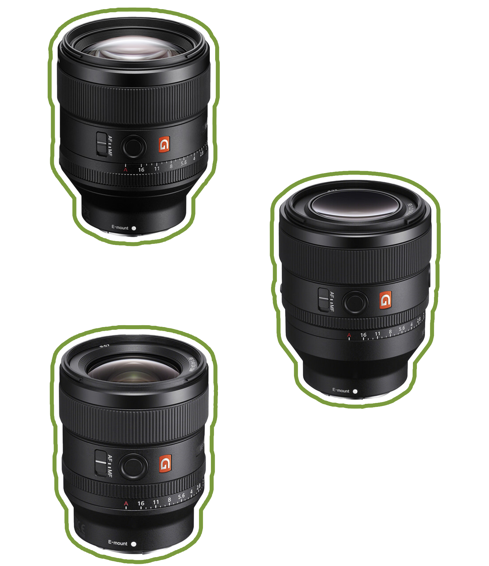 Three camera lenses for rental