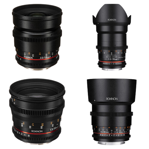 Rokinon 16, 35, 85mm